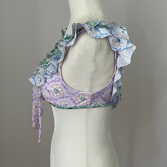 Fillyboo Tea Cup Ruffle Tie Front Bikini Top Medium NWOT - Picture 5 of 6